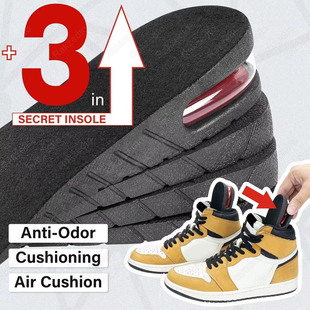 Height Increase Insoles for Men Women Heel Shoe Lift Insert Air Cushion Heightening Insoles Adjustable Shock Absorbing Foot Pad