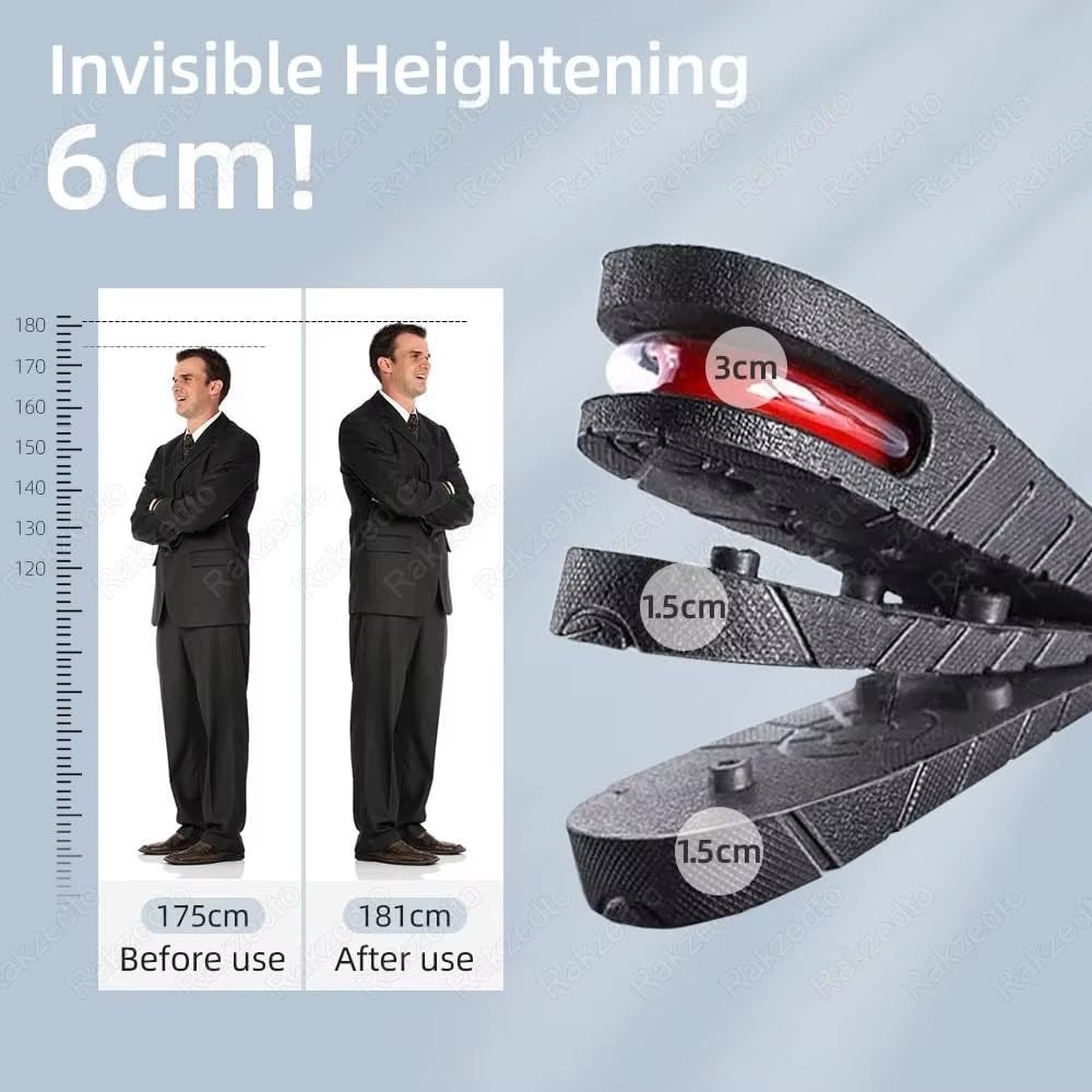 Height Increase Insoles for Men Women Heel Shoe Lift Insert Air Cushion Heightening Insoles Adjustable Shock Absorbing Foot Pad