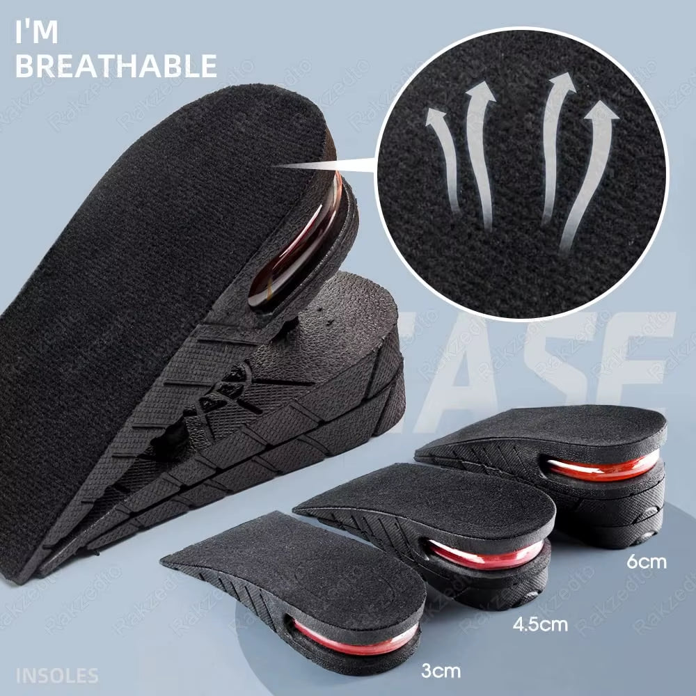 Height Increase Insoles for Men Women Heel Shoe Lift Insert Air Cushion Heightening Insoles Adjustable Shock Absorbing Foot Pad